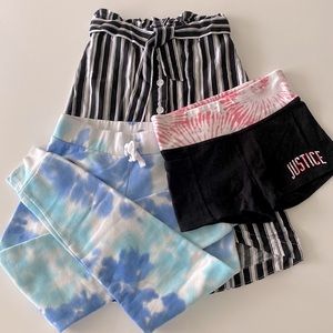 Justice Lot Set of Three items Skirt Sweatpants Shorts Girls